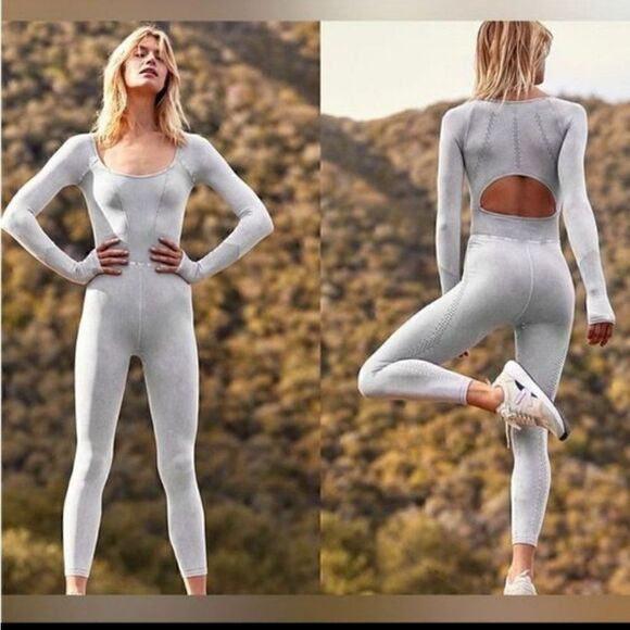 Free People Pants - Free People, Good Karma Long-Sleeve Jumpsuit, Ice Grey, M/L, NWOT